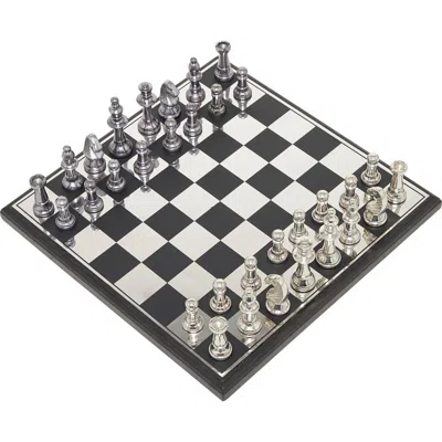 Willow Row Black Aluminum Chess Game Set