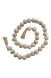 Willow Row Bohemian Ceramic Beaded Tassel Garland In Beige
