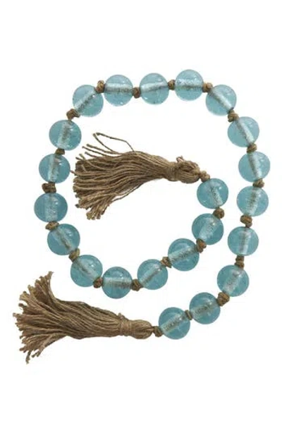Willow Row Bohemian Glass Beaded Tassel Garland In Light Blue