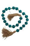 Willow Row Bohemian Glass Beaded Tassel Garland In Teal