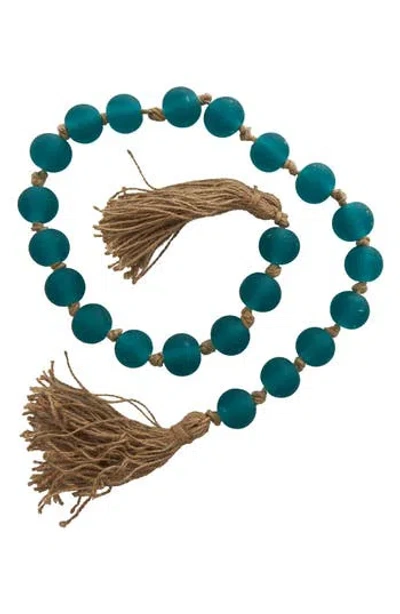 Willow Row Bohemian Glass Beaded Tassel Garland In Teal