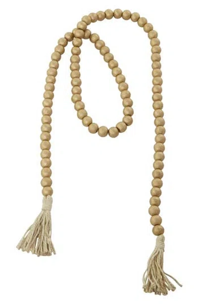 Willow Row Bohemian Wood Beaded Tassel Garland In Gold