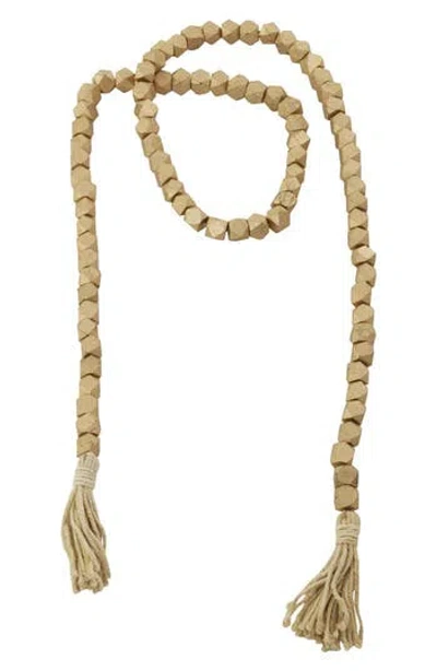 Willow Row Bohemian Wood Beaded Tassel Garland In Gold