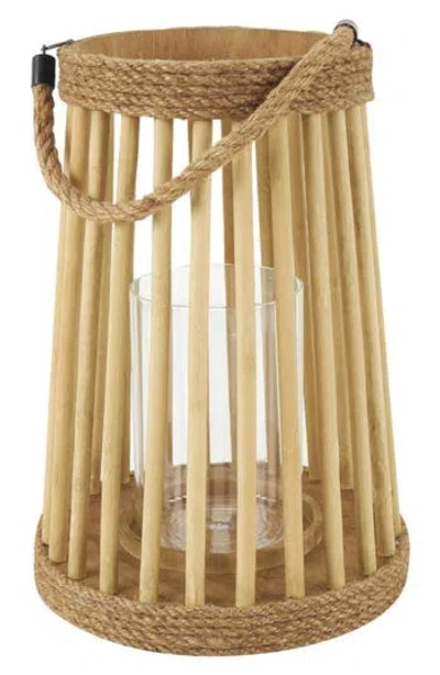 Willow Row Bohemian Wood Lantern Candle Holder In Brown