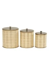 Willow Row Boho Set Of 3 Decorative Containers In Beige