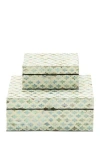 Willow Row Cream Mother Of Pearl Handmade Box With Hinged Lid In White