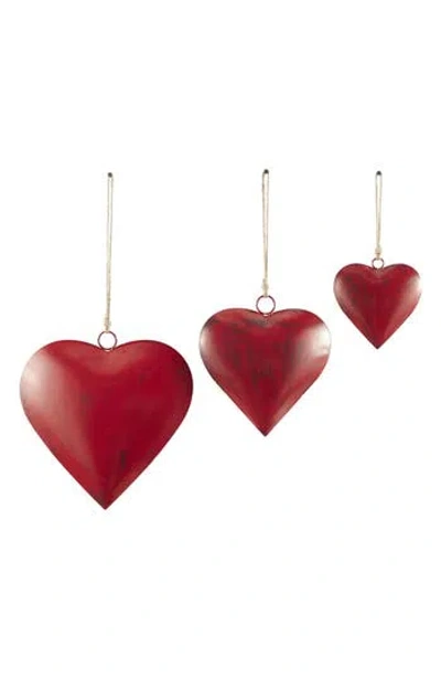 Willow Row Eclectic Heart Set Of 3 Meditation Bells In Red