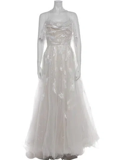 Pre-owned Willowby By Watters Floral Print Long Dress In Neutral