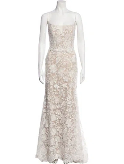 Pre-owned Willowby By Watters Lace Pattern Long Dress W/ Tags In Neutral