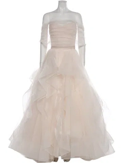 Pre-owned Willowby By Watters Strapless Long Dress In Neutral
