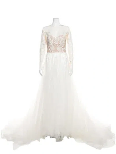 Pre-owned Willowby By Watters Strapless Long Dress In Neutral