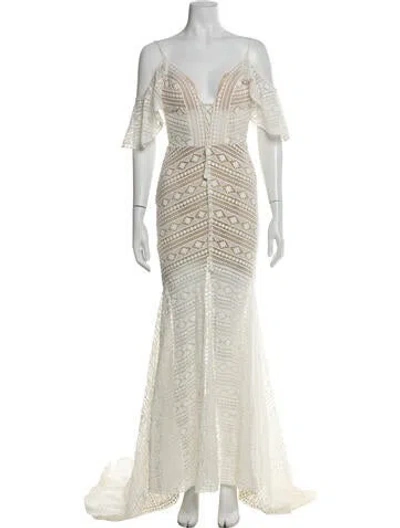 Pre-owned Willowby By Watters V-neck Long Dress In Neutral