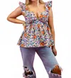 Willows Sweetheart Peplum Top In Floral Print In Multi
