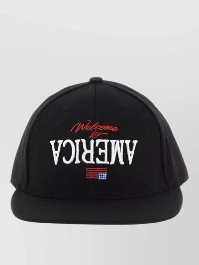Willy Chavarria America Spirit Baseball Cap Embroidered Logo In Black
