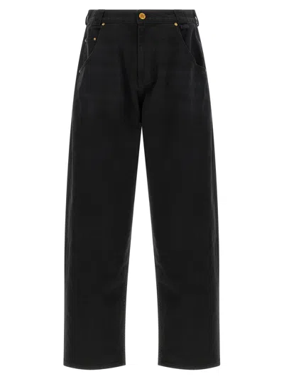 Willy Chavarria Distressed-effect Logo-patch Jeans In Black