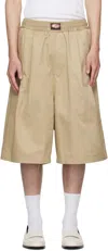 Willy Chavarria Beige Orale Elasticated Shorts In Brown