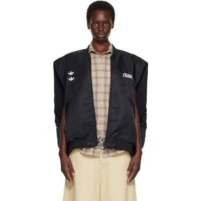 Willy Chavarria Black Adidas Originals Edition Reversible Padded Vest