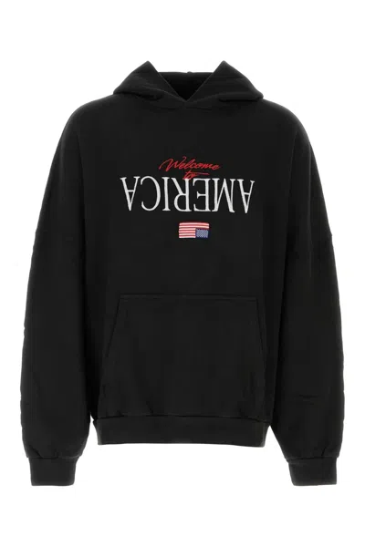 Willy Chavarria Black Cotton Oversize Welcome To America Sweatshirt