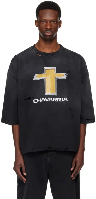 Willy Chavarria Black Distressed T-shirt In Black - Built Tough