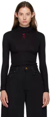 Willy Chavarria Black Gabriela Mock Neck Top In Black