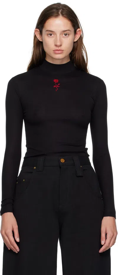 Willy Chavarria Black Gabriela Mock Neck Top