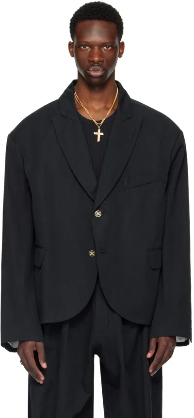 Willy Chavarria Black Peaked Lapel Blazer