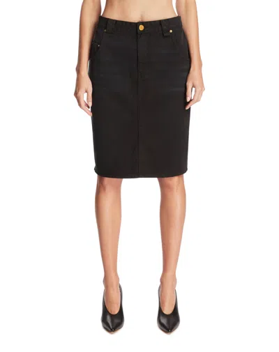 Willy Chavarria Bad Girl Faded Denim Knee-lenght Skirt In Black