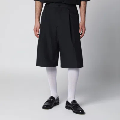 Willy Chavarria Black Wide Cotton Bermuda Shorts
