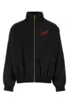 Willy Chavarria Ruff Rider Logo-embroidered Wool Bomber Jacket In Black