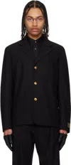 Willy Chavarria Mens Workwear Single-breasted Cotton-twill Blazer Black In Black