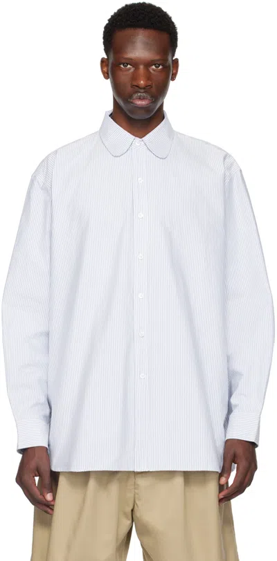 Willy Chavarria Blue Club Collar Shirt In Sky Blue/white
