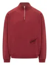 Willy Chavarria Bravo Logo-embroidered Cotton-jersey Half-zip Sweatshirt In Red