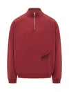 Willy Chavarria Bravo Logo-embroidered Cotton-jersey Half-zip Sweatshirt In Red