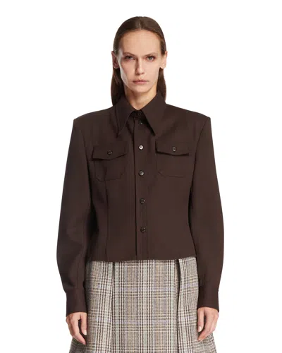 Willy Chavarria Brown Wool Blend Chavela Shirt