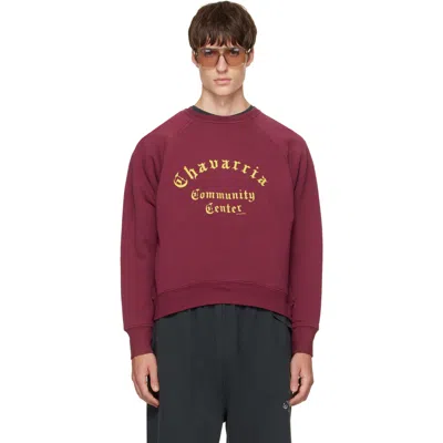 Willy Chavarria Chavarria Community Burgundy Raglan Sweatshirt In Cotton