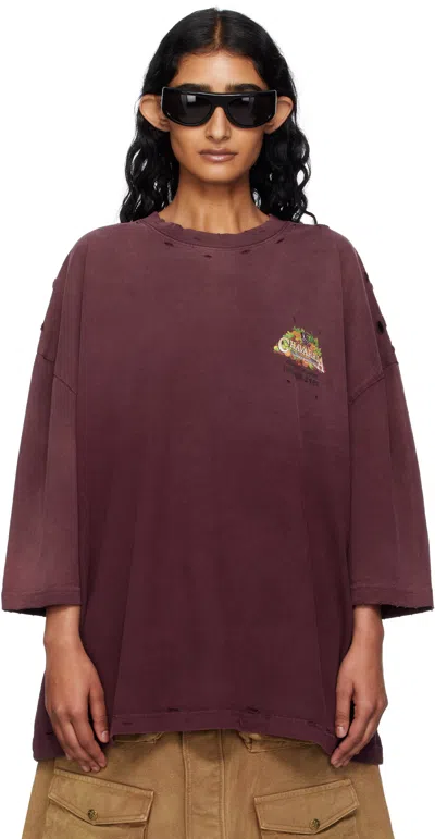 Willy Chavarria Burgundy 'willy Produce' Destroyed Buffalo Tee