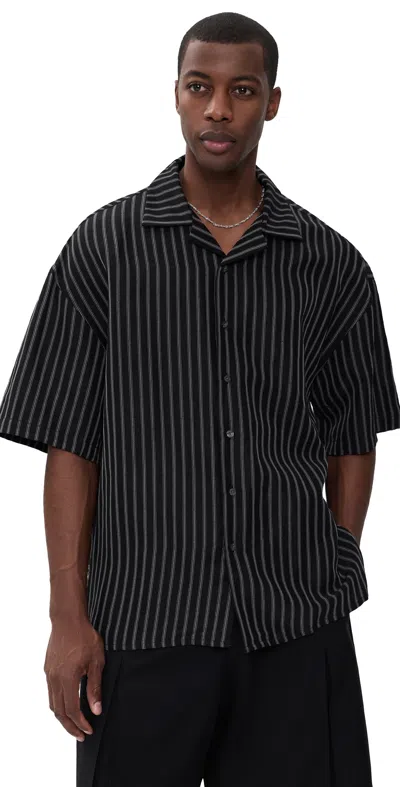 Willy Chavarria Striped Camp Collar Shirt In Animal Print