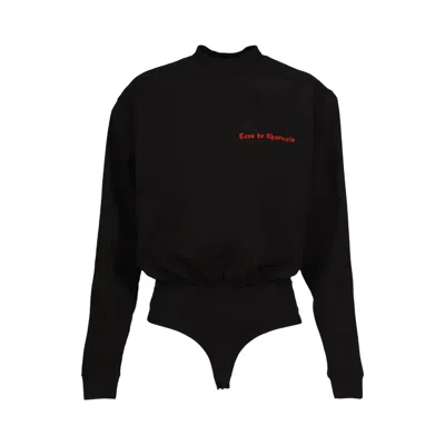 Pre-owned Willy Chavarria Casa De Chavarria Long-sleeve Bodysuit Tops 'black Beauty' | Women's Size M