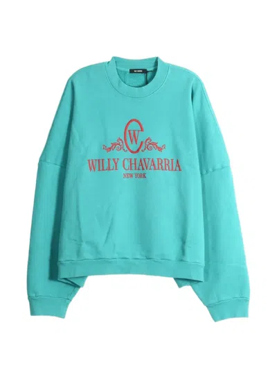 Willy Chavarria Chavantino Hooligan Dropped-shoulder Sweatshirt In Green
