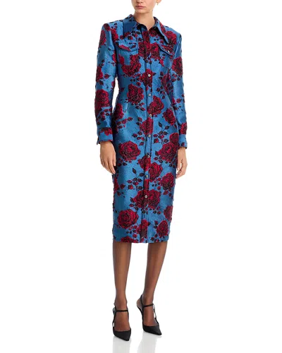 Willy Chavarria Chavela Floral Midi Shirt Dress In Multi