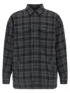 Willy Chavarria Check Patterned Wool Overshirt In Charcoal