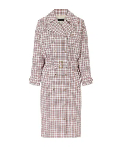 Willy Chavarria Checked Belted Cotton Trench Coat In Neutral