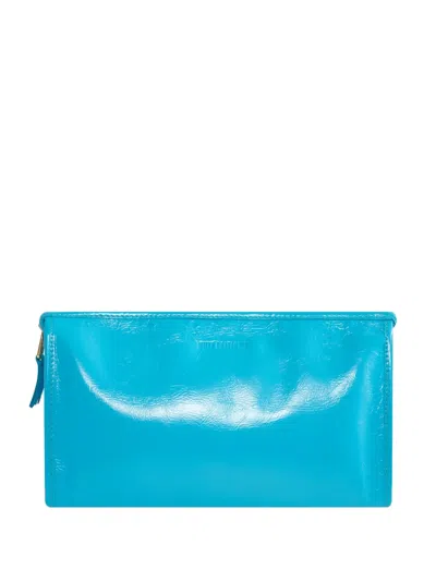 Willy Chavarria Chilango Patent-leather Clutch Bag In Blue