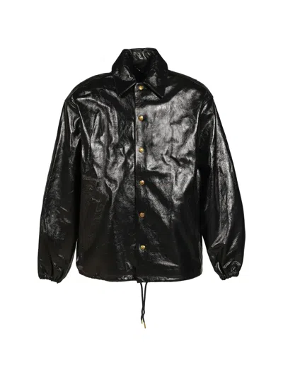 Willy Chavarria Coach Leather Jacket In Black