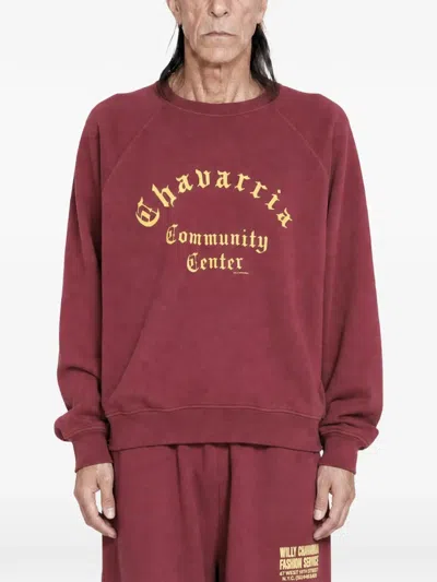 Willy Chavarria Chavarria Community Burgundy Raglan Sweatshirt In Cotton In Red