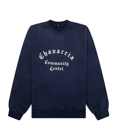 Willy Chavarria Community Printed Cotton Sweatshirt In Blue