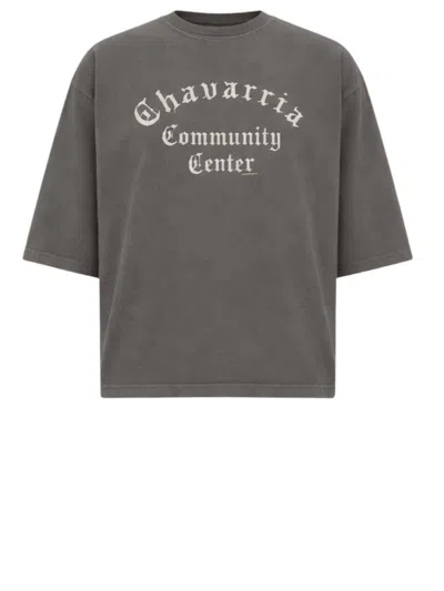 Willy Chavarria Contrast Logo Gray Cotton T-shirt