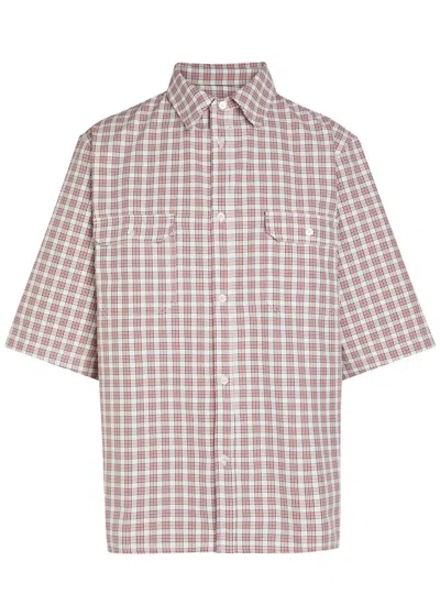 Willy Chavarria Corcoran Checked Twill Shirt In Purple