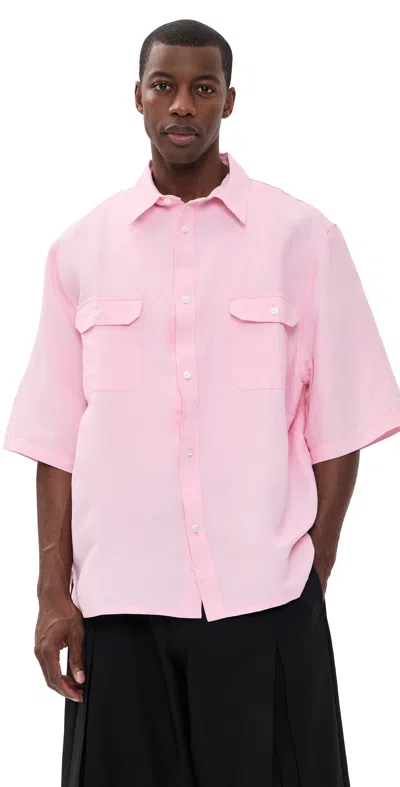 Willy Chavarria Corcoran Short-sleeve Flap-pocket Shirt In Pink