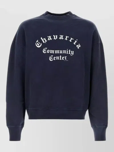 Willy Chavarria Cotton Oversize Community Center Logo Sweatshirt In Black
